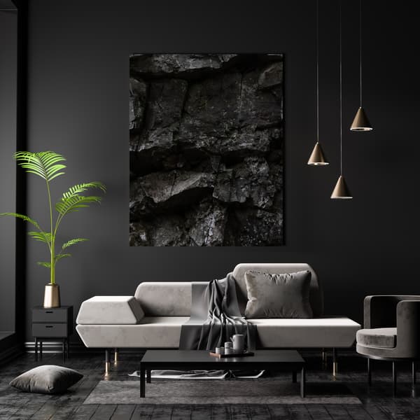 Lærredstryk Natur Sorte sten 60x100 cm
