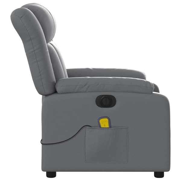 vidaXL elektrisk lænestol med massagefunktion, grå, kunstlæder
