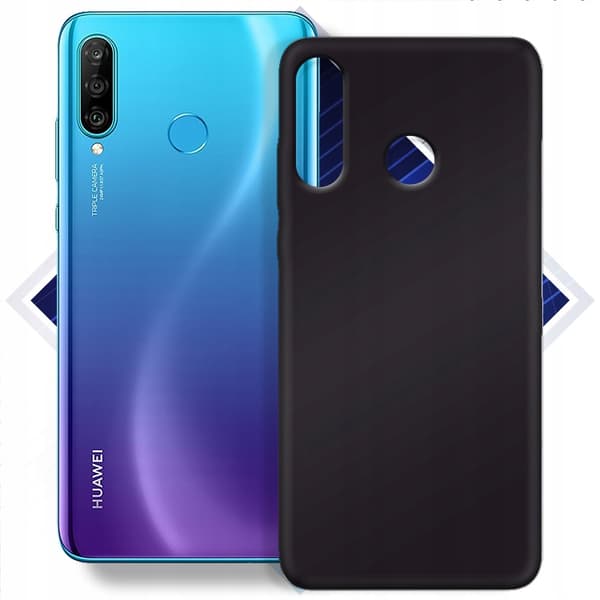 ETUI til HUAWEI P30 LITE MATT MAT BAGSIDER SORT + 9H GLAS