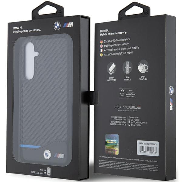 BMW Læderetui i Carbon til Galaxy S23 FE, Sort