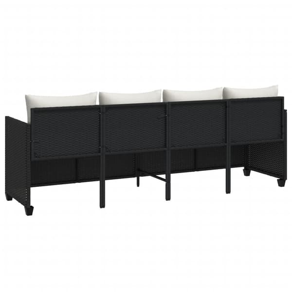 vidaXL dagseng med hynder, sort, polyrattan