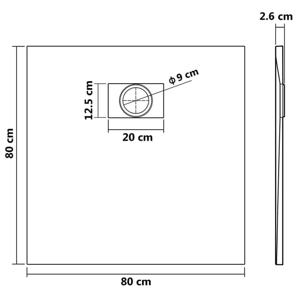 vidaXL Duschkar, SMC, Vit, 80 x 80 cm