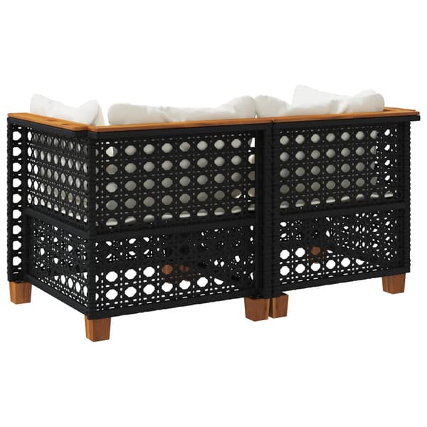 vidaXL hjørnesofamoduler med hynder, 2 stk., sort, polyrattan