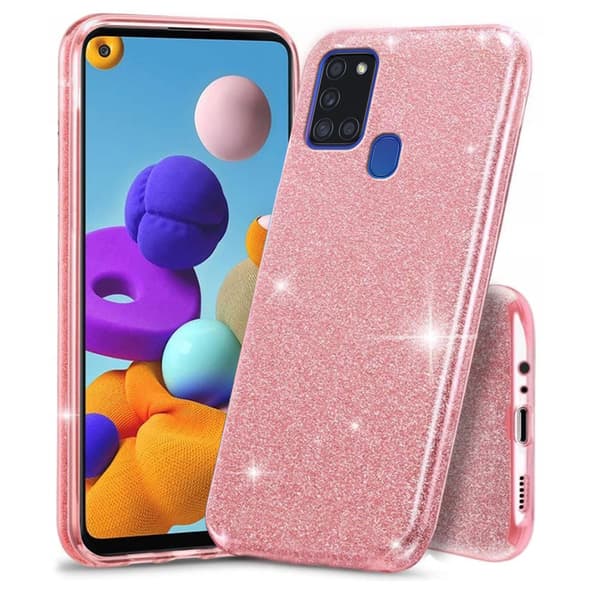 Glitter-cover til Samsung Galaxy A21S, lyserød