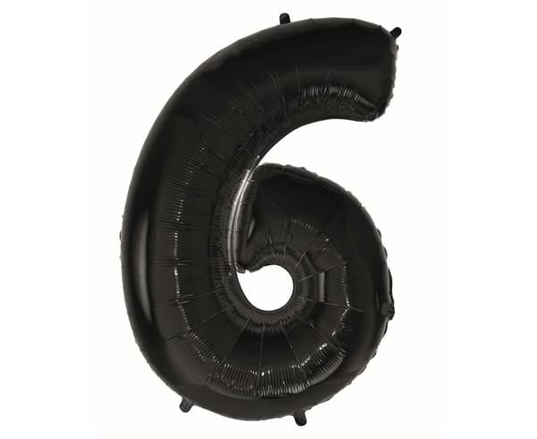 B&C folieballon nummer 6 sort 92 cm