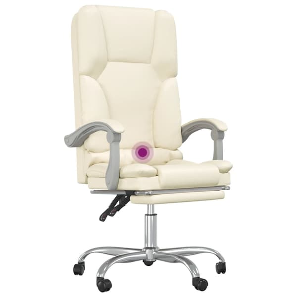 vidaXL lænestol med massagefunktion cremefarvet kunstlæder