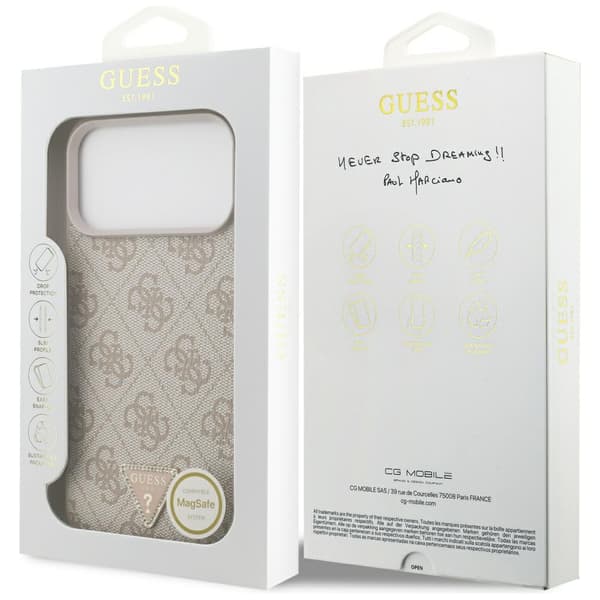 Guess Læder 4G Triangle Strass MagSafe-etui til iPhone 17 Pro Max - Lyserød