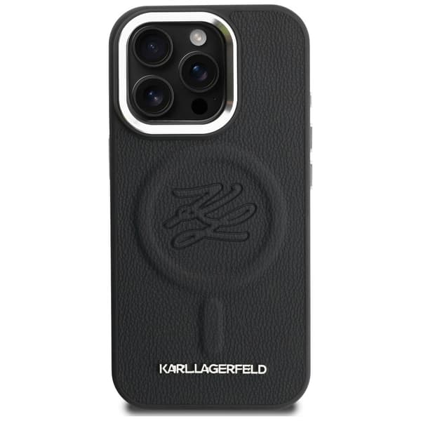 Karl Lagerfeld Initial & Metal Logo MagSafe-etui til iPhone 16 Pro, sort