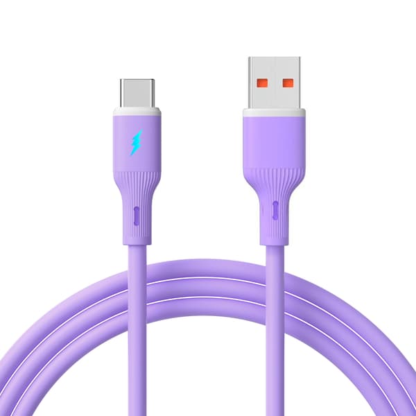 USB-C-/USB-A-kaapeli 1m AK-USB-65 silikoni violetti
