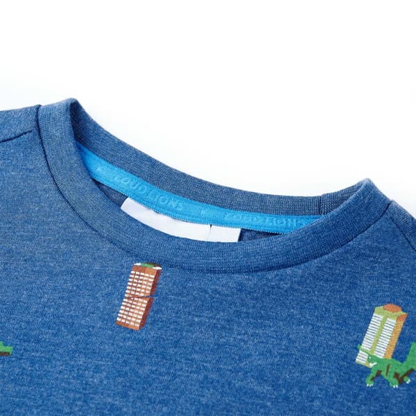 Barn-T-shirt, mörkblå melerad, 104