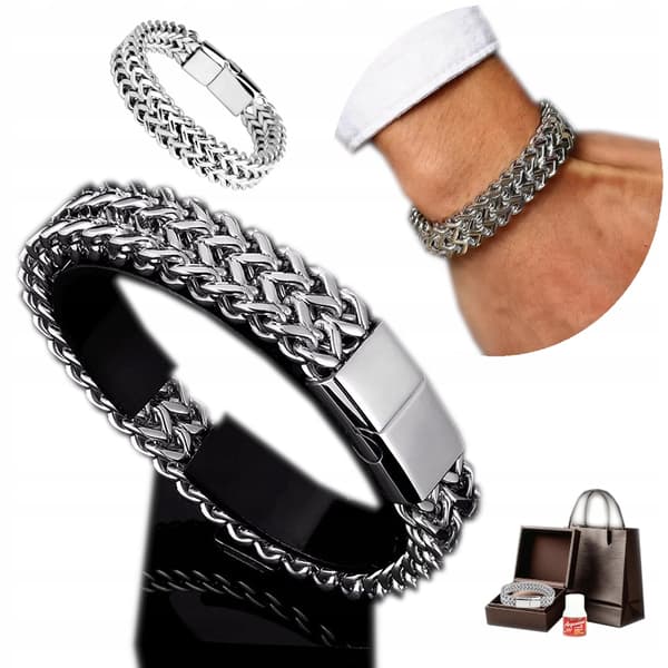SILVER Herr Diamantarmband TJOCK Full Elegant För Män