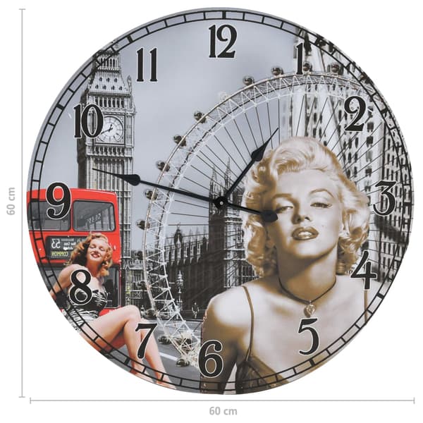 vidaXL Vintage Marilyn Monroe -seinäkello, 60 cm