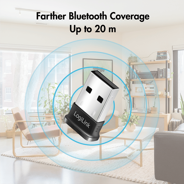 Bluetooth 5.3 USB-A -sovitin, kantama jopa 20 m, LED-valolla - LogiLink, BT0066