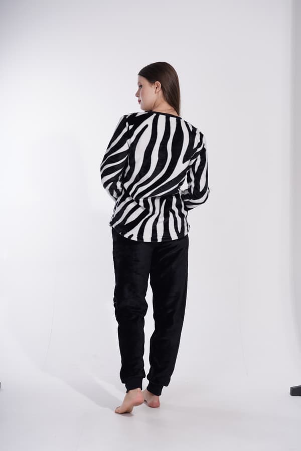 Dame plys vinterpyjamas M 38 varm zebra