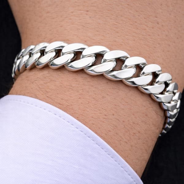 TJOCKT SILVER Herrarmband SILVER pr.925 SOLID 9mm DIAMANTSATT Italienskt