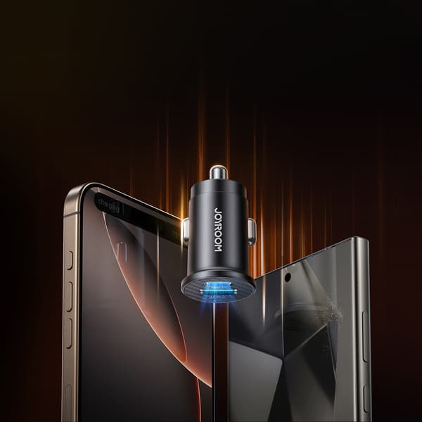 Mini 15W USB-A USB-C Billaddare - Svart