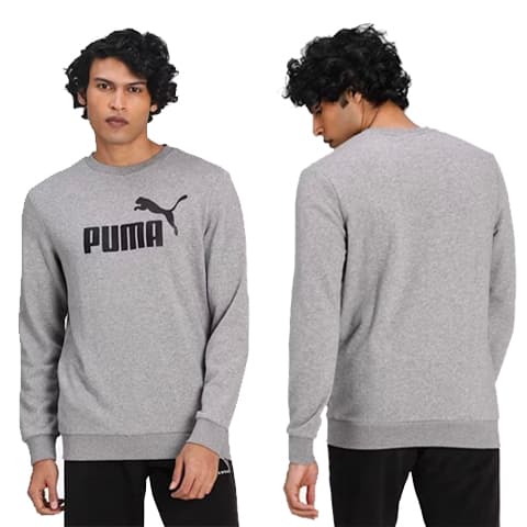 Puma Herr Essential Big Logo Crew Sweatshirt Grå 66% Bomull, 34% Polyester [586680 03] rS
