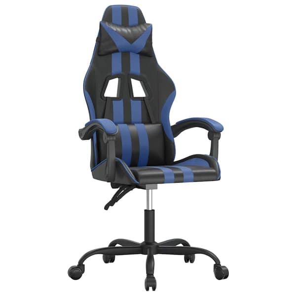 vidaXL drejelig gamingstol sort og blå kunstlæder