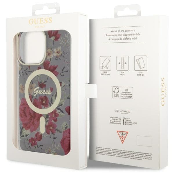 Guess Flower MagSafe-etui til iPhone 14 Pro Max, grøn/khaki