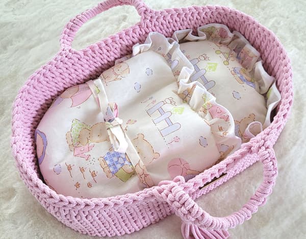 Moses Basket BOHO Bomullsdockbärare - Rosa