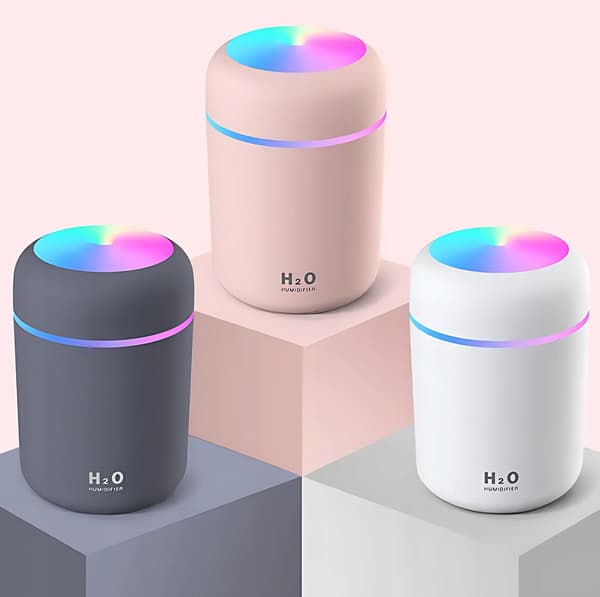Luftfuktare Aromdiffusor H2O LED-lampa RBG Svart