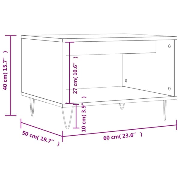 vidaXL sofabord betongrå 60x50x40 cm