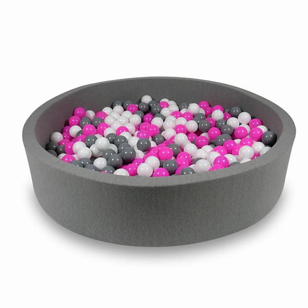 Torr pool 130x30cm grå med 600 bollar: vit, grå, rosa