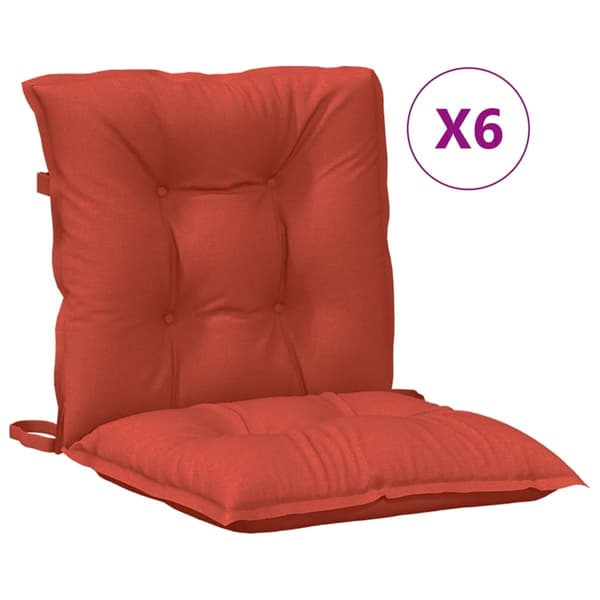 vidaXL Lågryggsdynor, 6 st, Rödmelerad