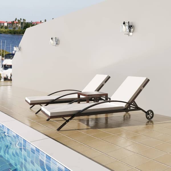 vidaXL liggestole med bord, polyrattan, brun