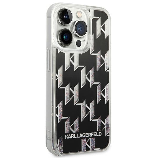 Karl Lagerfeld Liquid Glitter Monogram-cover til iPhone 14 Pro Max, sort