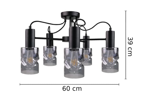 Loftlampe 5xE27 INGER SORT