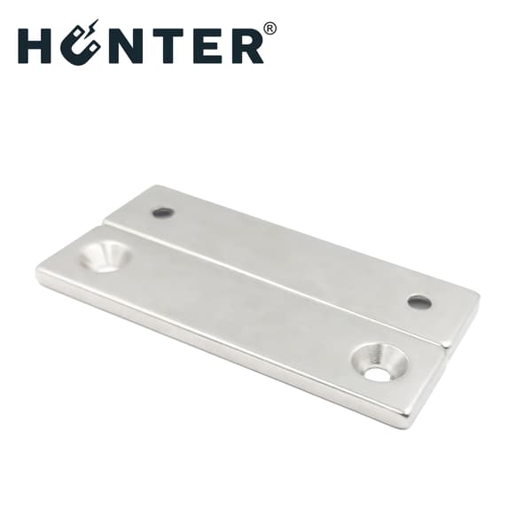 Neodymmagnet med hål för skruv 80x20x4mm rektangulär Hunter