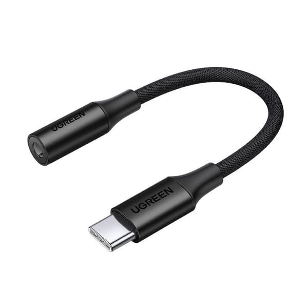 USB-C til 3,5 mm mini-jack hovedtelefonadapter 10 cm - sort