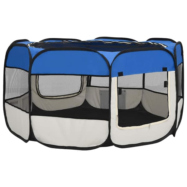 vidaXL foldbart hundebur med bærepose blå 125x125x61 cm