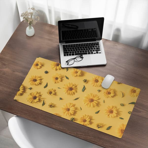 Glitslibende skrivebordsmåtte med blomstermønster 90x45 cm