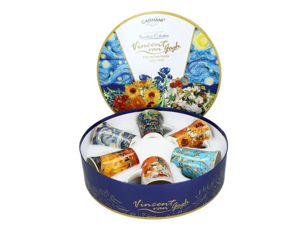 Carmani Set med 6 koppar i rund ask - V. van Gogh