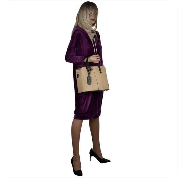 Läderhandväska, ormskinnsmönster, beige