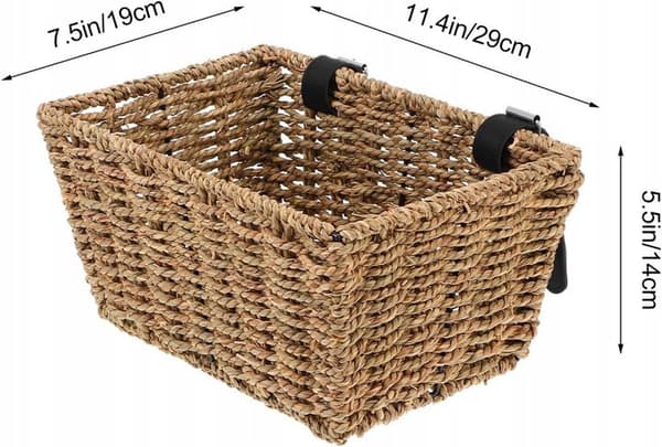 Cykelkorg i rotting för styret | Rektangulär 29x19x14 cm
