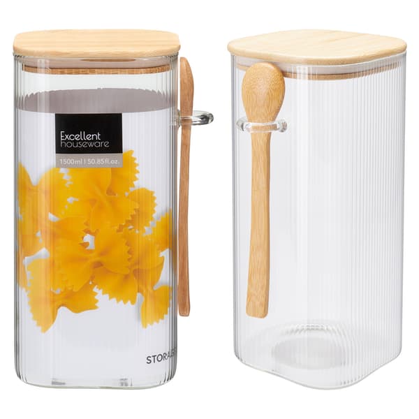Glaskrukke med ske 1500 ml