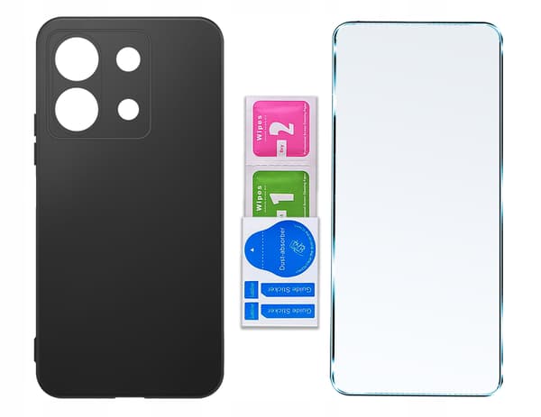 Skal till Xiaomi Redmi Note 13 5G SILIKONBAKSIDA MATTSKAL+ Glas