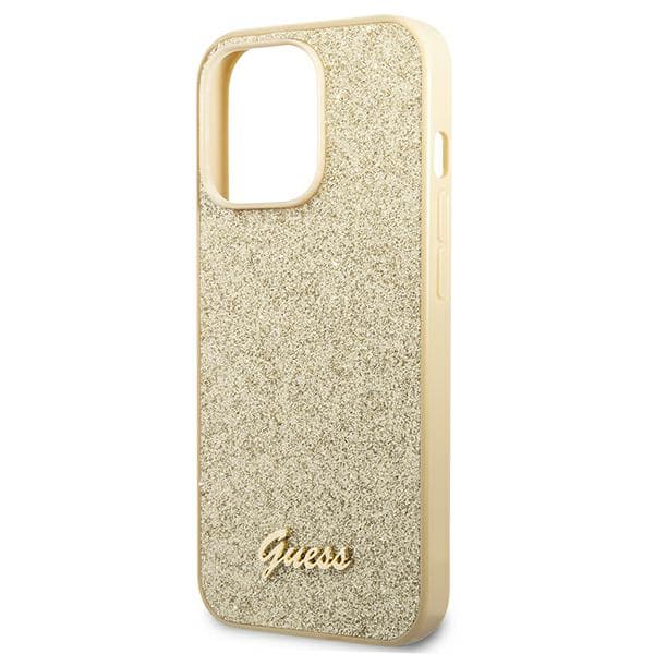 Guess Glitter Script-skal till iPhone 14 Pro, guld