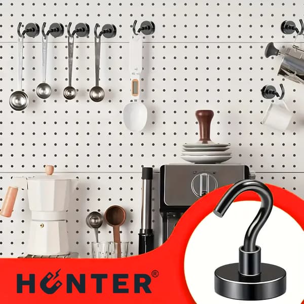 Hunter magnetisk krogholder 16x5mm sort stærk magnet 8 kg bæreevne