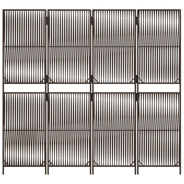 vidaXL 4-panels brun polyrattanskærm