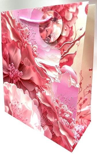 Dekorativ mat pose 26x32x12cm lyserøde blomster