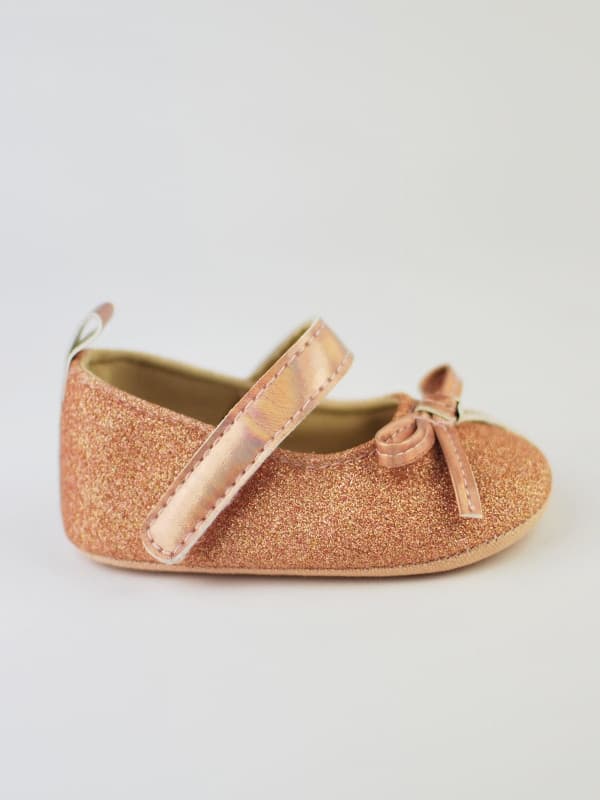 Skor rosa glitter med rosett eleganta 0-6 år