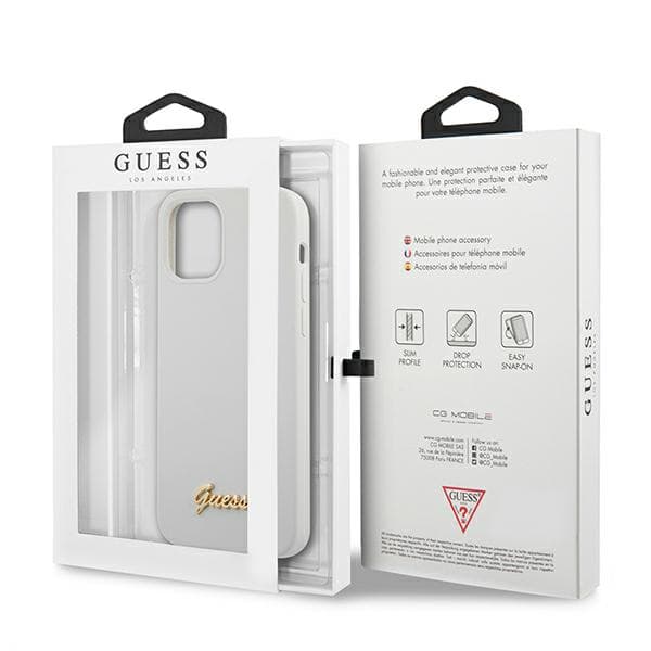 Guess Metal Logo Script-skal till iPhone 12 mini, vitt