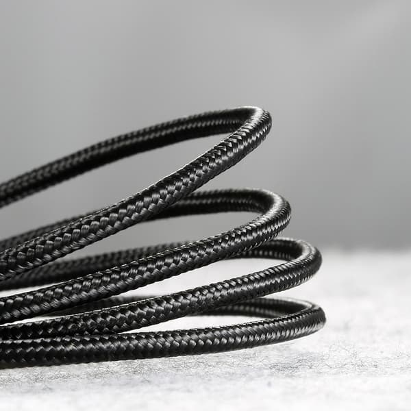 Holdbart fleksibelt kabel USB microUSB QC3.0 2.4A 1M sort og grå