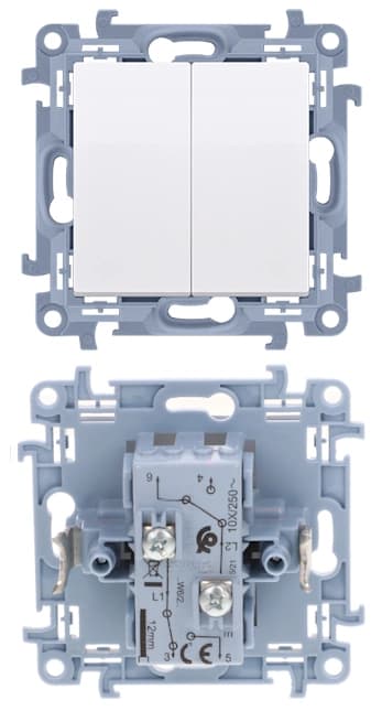 SIMON 10 Dubbel Trappbrytare Belyst LED Vit