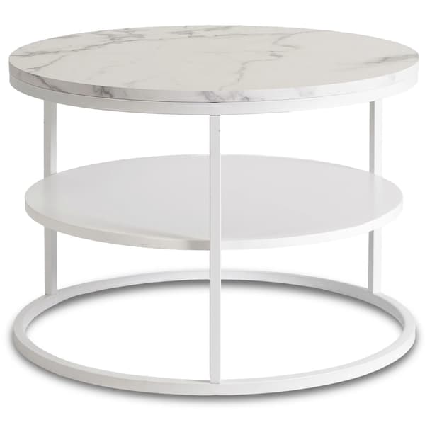 BEST Soffbord med hyllplan 70 cm vit marmor vit modern