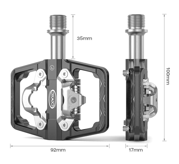 Aluminium Dobbeltfunktions Platform Cykelpedaler SPD Cleats Sort CXWXC